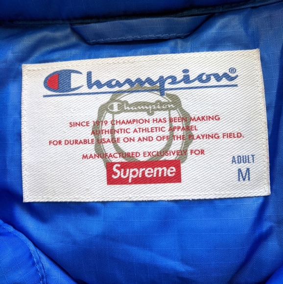 🔥 SUPREME x Champion Puffy Blue Vest MEDIUM - Picture 5 of 7